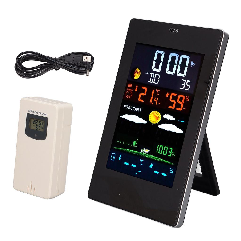 Weather Station Humidity Temperature Monitoring USB Powered Weather Forecast Clock Function Home