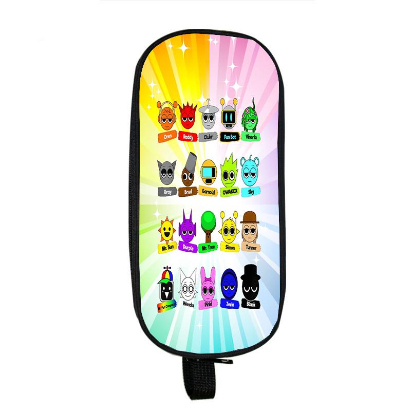 Пенал Sprunki Incredibox для студентов, двухслойный пенал для школьных принадлежностей с игрой в жанре ужасов, канцелярские принадлежности для детей, коробка для ручек