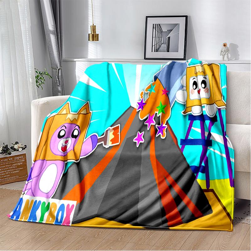 Мягкое плюшевое одеяло Happy Rocky, Foxy и Boxy Lankybox, фланелевое одеяло для гостиной, спальни, кровати, дивана, пикника