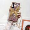 Блестящий Браслет-Бабочка Цепочка Чехол для Телефона для Samsung Galaxy Z Fold 7 6 5 4 Защитный Чехол с Ремешком