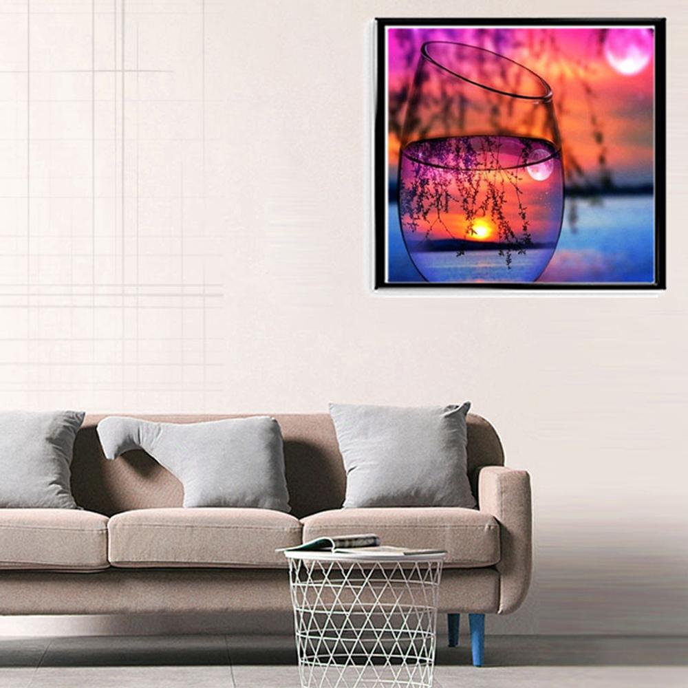 5D Алмазная картина Diy Кубок Пейзаж Полный круг Алмазная картина Мозаика Вышивка крестиком Украшение дома Подарок на праздник