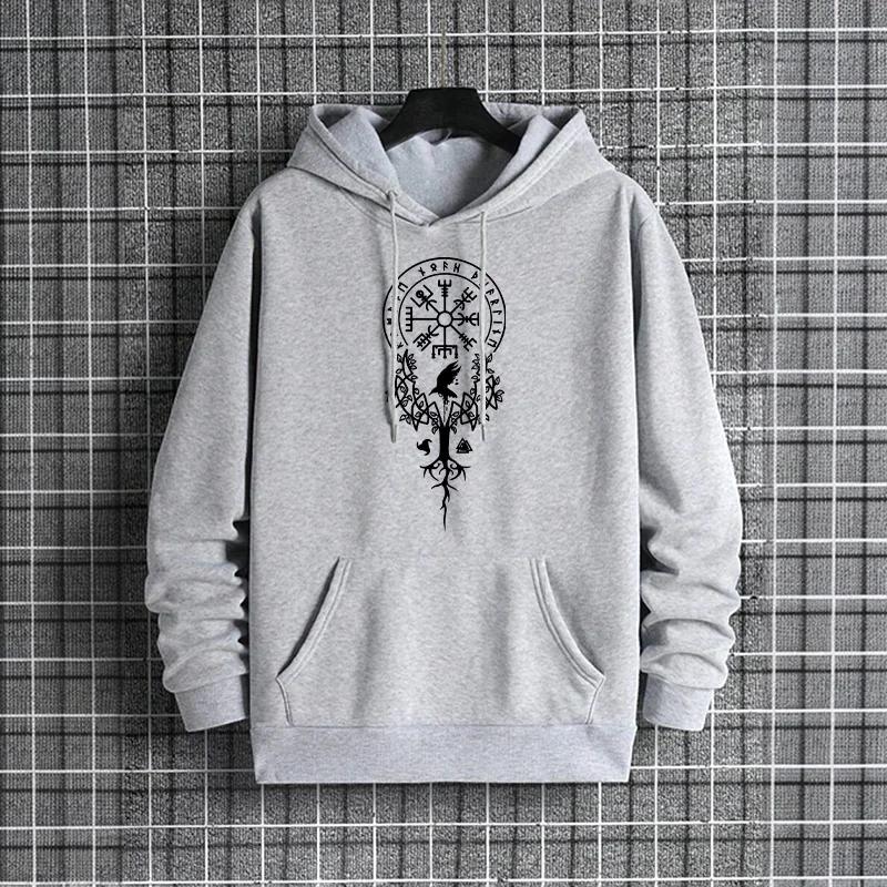 Men's Hooded Sweatshirt Male Trendy Casual Autumn Winter Hoody Ancient Viking Rune Pattern Hoodies 2025 Urban Streetwear Fashion