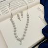 Silver Plated Diamond Round Necklace Set Diamond Necklace Set for Women