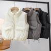 МОДА 2024 новый зимний хлопковый жилет женский жилет с воротником-стойкой короткий терможилет маленький хлопковый жилет модная одежда