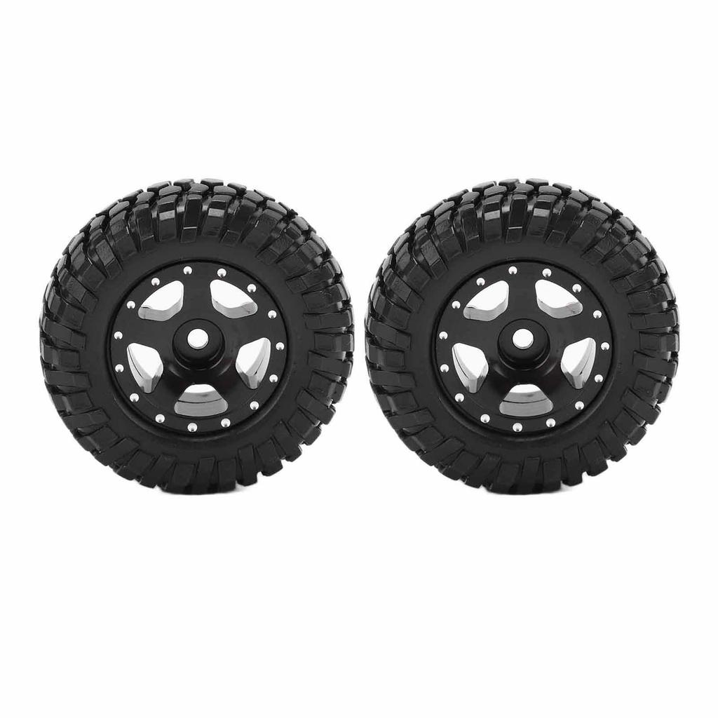 2Pcs RC Wheels Metal Remote Control Car Tires Replacement Parts for Axial SCX24 90081Black