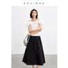 Qianqian Grammar Style Ruffled Off-Shoulder T-Shirt