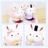 Osaka Choseido Compact Mini Hina Dolls Includes Personalized Wooden Nameplate Chirimen Fabric Hina Dolls Hina - (Shipped Separately) - (Rabbit Dolls)