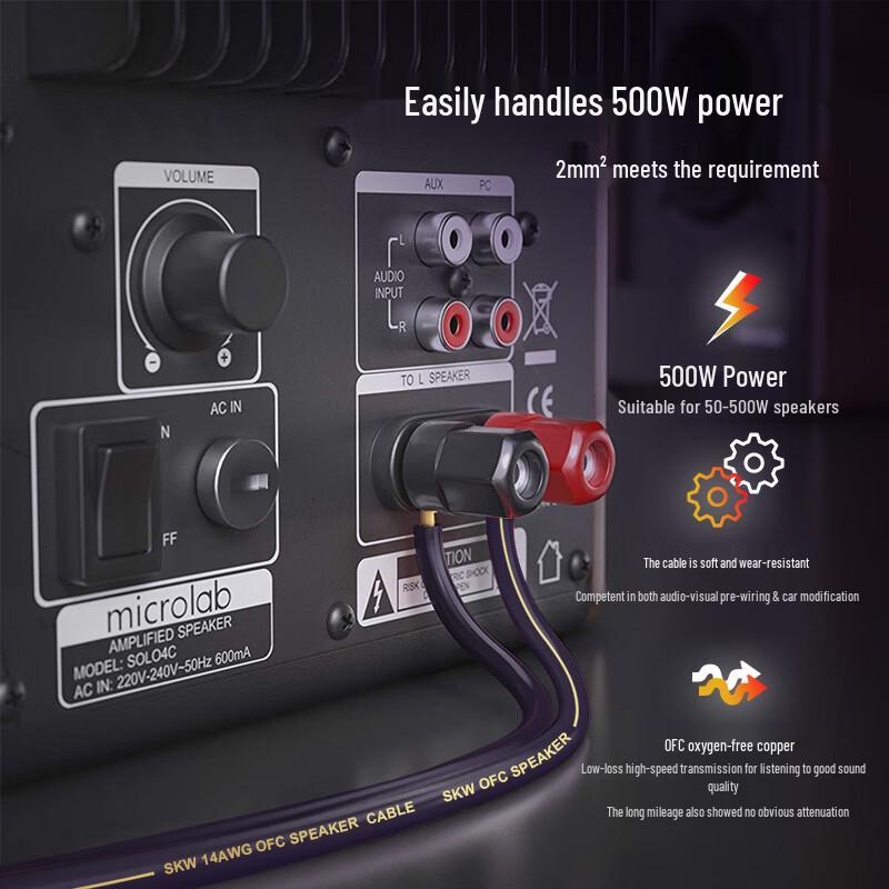 SKW Аудиофильский акустический кабель 14 AWG 360-жильный OFC