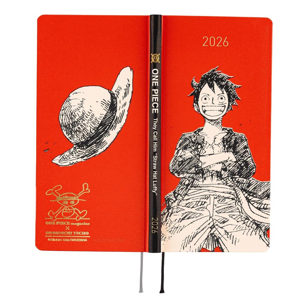 Hobonichi Techo 2026 Weeks English Edition ONE PIECE Hat Luffy RED January Start Weekly Planner Left Slim Vertical magazine/Straw