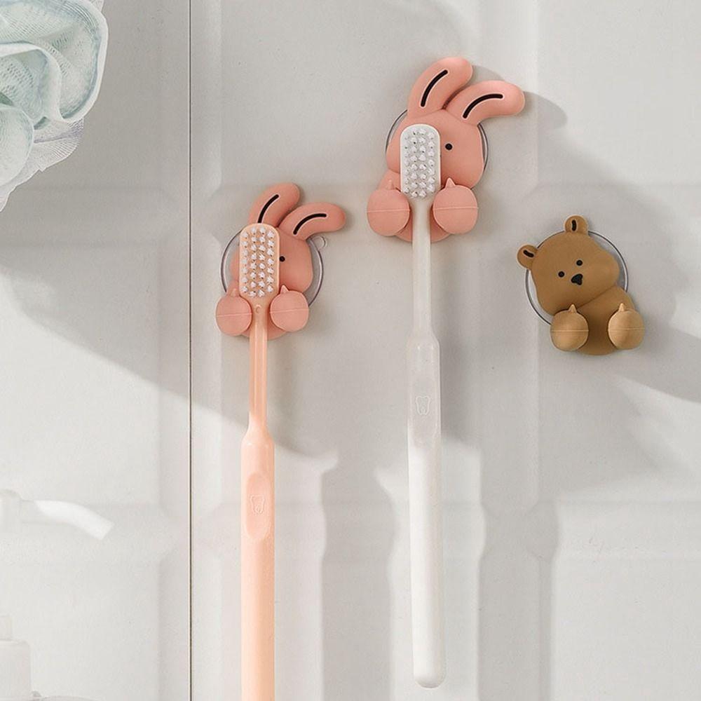 Wall-mounted Bunny Toothbrush Holder Cartoon Sundries Storage Rack  Bathroom