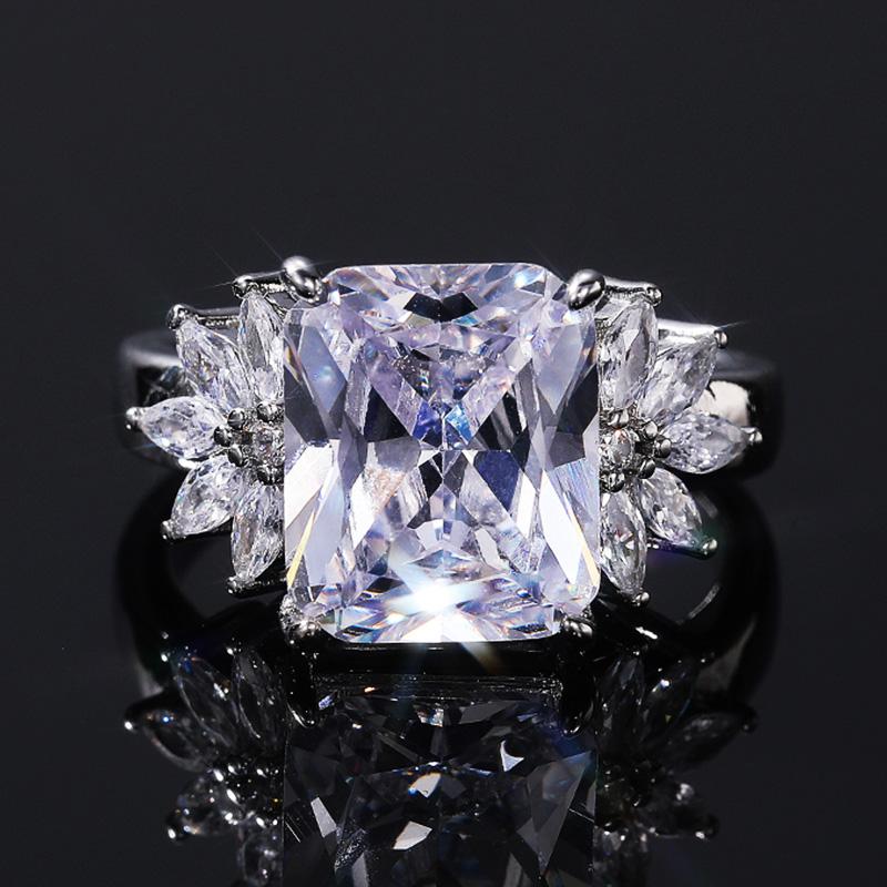 Новые великолепные кольца с кристаллами CZ, большие обручальные кольца, женские прямоугольные кольца с цирконием AAA, блестящее женское обручальное кольцо, ювелирные изделия вечности