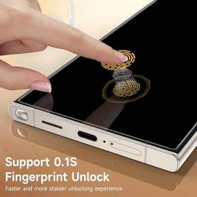 [2 шт.] Защитная пленка для экрана с защитой конфиденциальности для Samsung Galaxy S24 Ultra [Поддержка разблокировки по отпечатку пальца 0,1 с] Закаленное стекло 9H+ [30° Защита от шпионажа] Улучшенная черная кромка