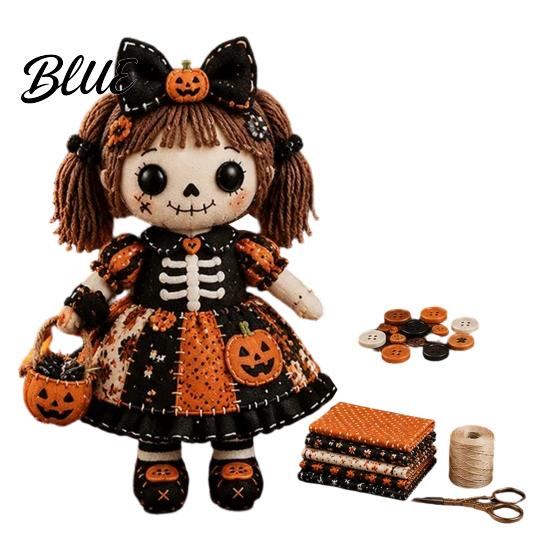 Halloween Sewing Project Skeleton Witch Patchwork Kit Gothic Girl Doll DIY Step-by-step Tutorial Kit for Adults Teens Handmade Gift Beginners