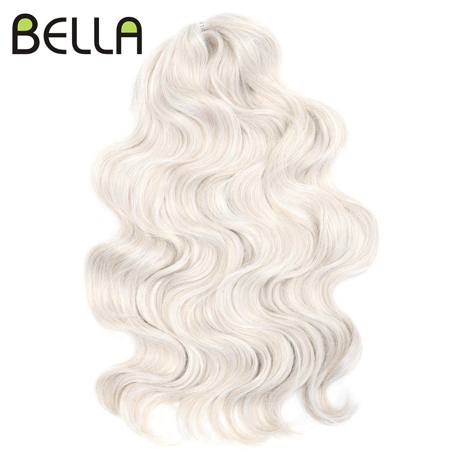 BELLA 24 inch Body Wave Crochet Hair 3PCS Synthetic Hair Braids Fake Hair Ombre Blonde Brown Natural Braiding Hair Extensions