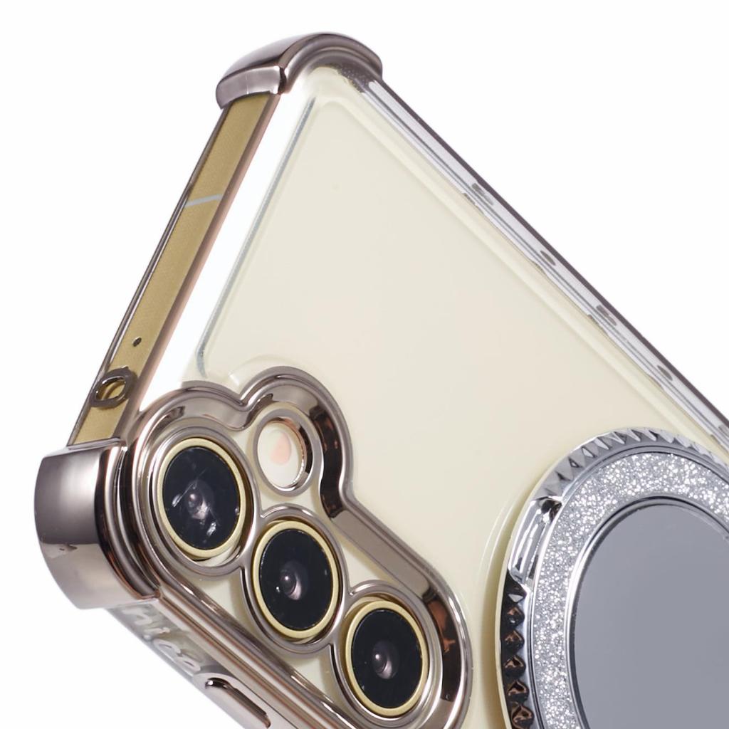 For Samsung Galaxy A35 5G Side Heart Pattern Case Kickstand TPU Phone Cover with Mirror