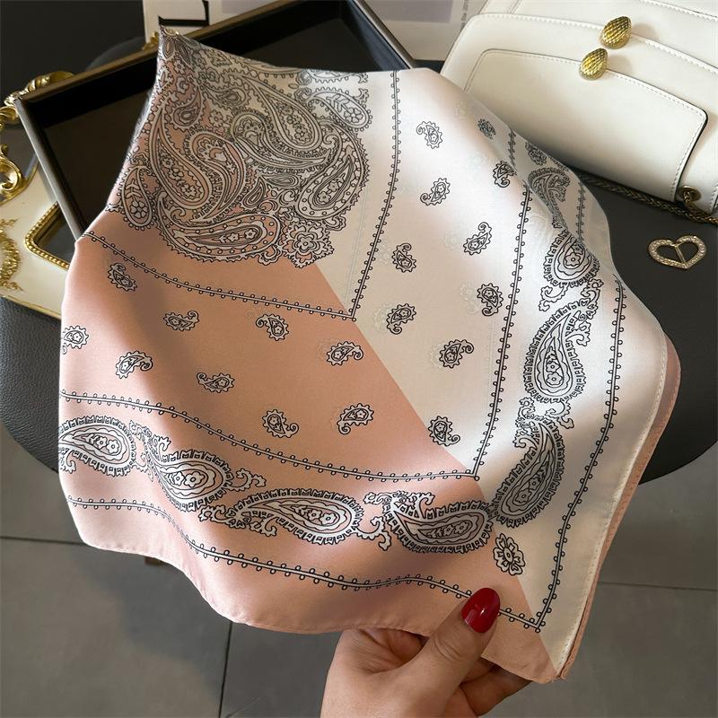 New Paisley Print Small Square Scarf Simulated Silk Thin Neck Scarf Mature Style Sunscreen Headscarf For Women