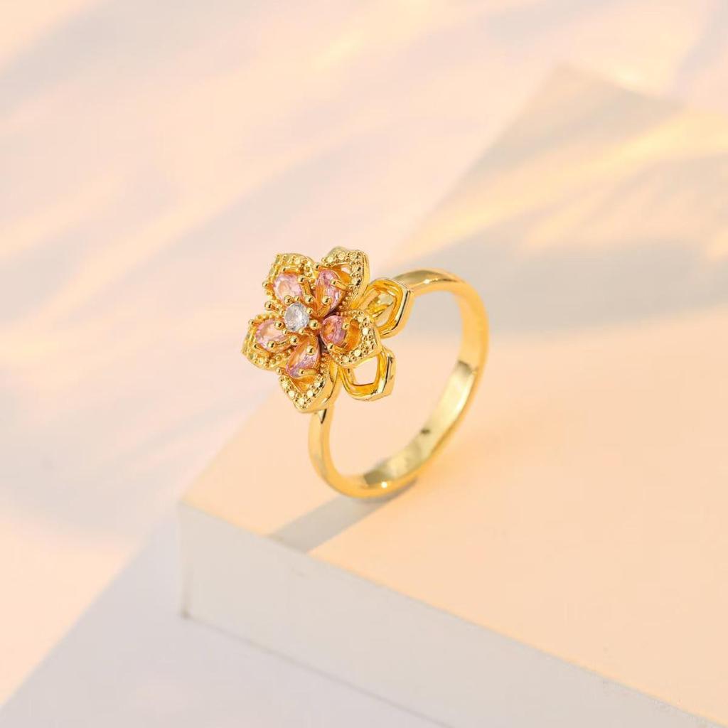 Rotating Bauhinia Zircon Flower Pendant Necklace for Women - New Titanium Steel Design