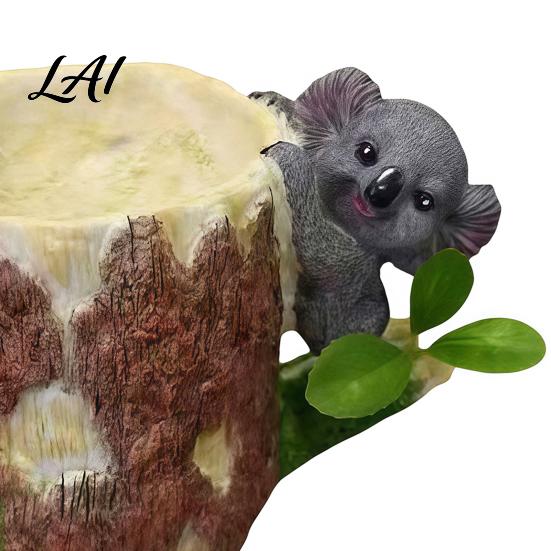 Koala Garden Decor Cute Bird Feeder Wall Mounted Resin Sculpture Decorative Feeder Outdoor for Yard Trees Fences or Walls Animal Shaped