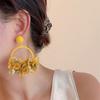 Sweet Fabric Flower Eardrop Colorful Exaggerated Earrings Fashion Mesh Flower Earrings  Beach