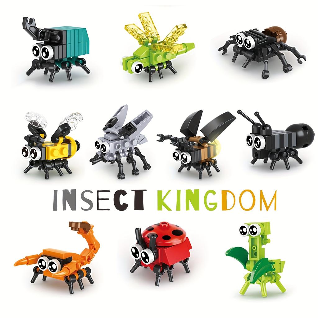 Insect Building Blocks Insect Model Different Little Insects Building Blocks Bee Ladybug Firefly Dragonfly Spider Toy For Boy/girl Children's Gifts