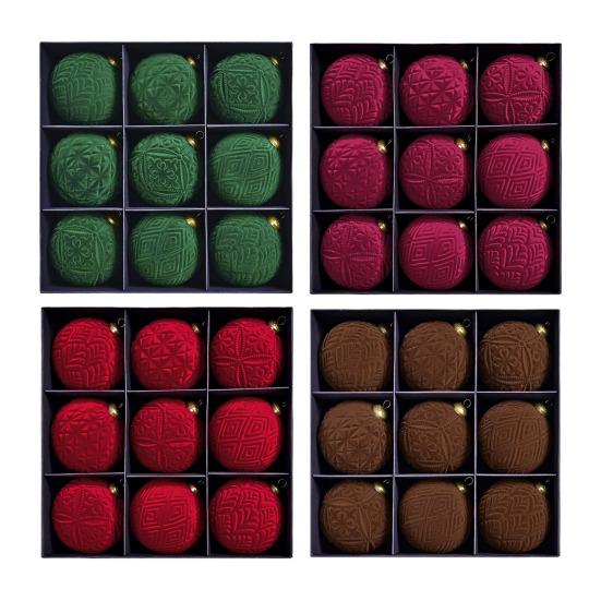 9 шт. Бархатные елочные шары Ретро Небьющиеся шары Элегантные Зимние праздники