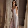 Retro Pajamas Women's Long Nightgown with Chest Pads Gathered Ice Silk Sexy Suspender Women's Nightgown
