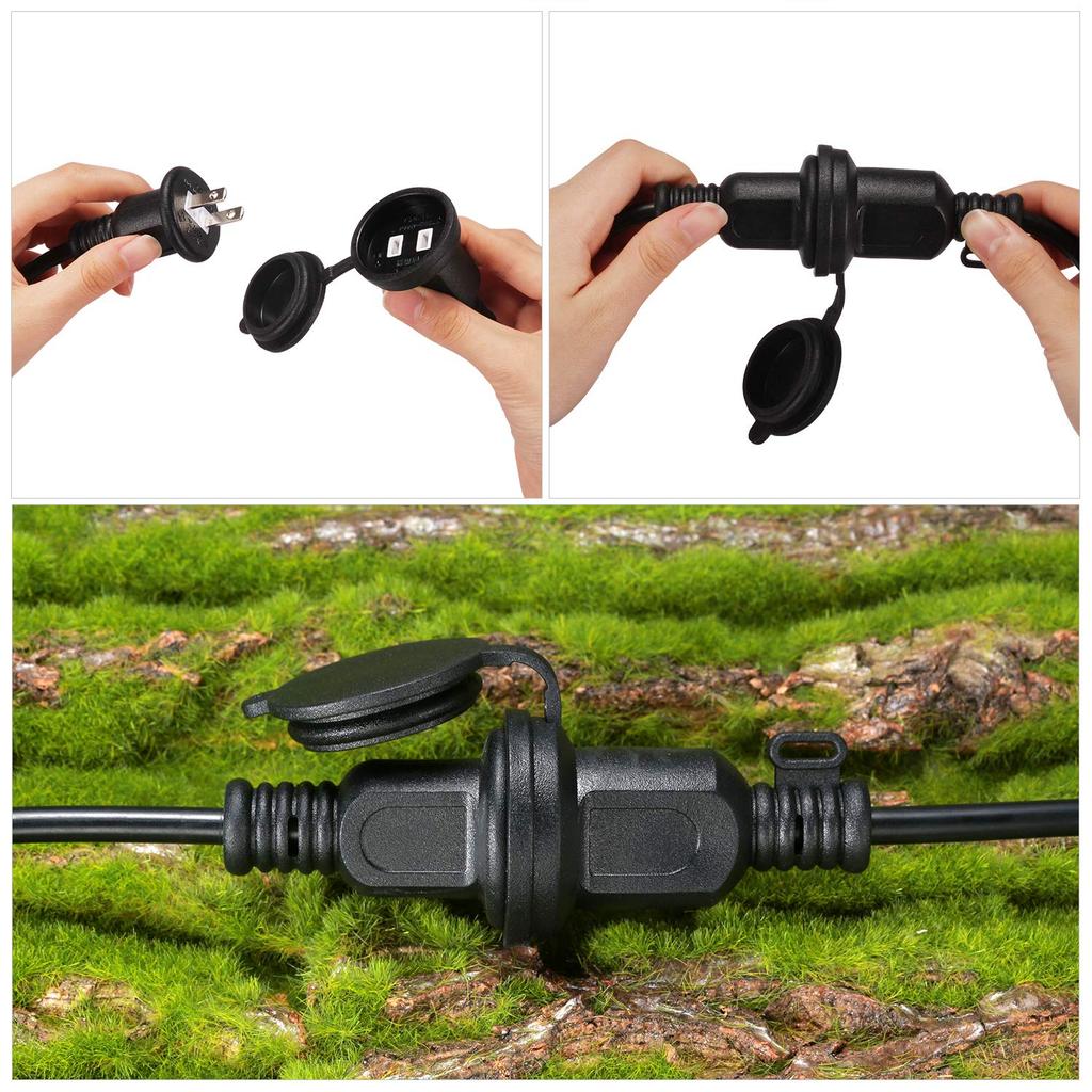 DanYee Rainproof Extension Cord, PSE Eco-Friendly, for Outdoor Use, with Rainproof Cap, Available in Lengths of 1m, 2m, 3m, 5m, 10m, 15m, and 20m (3m)