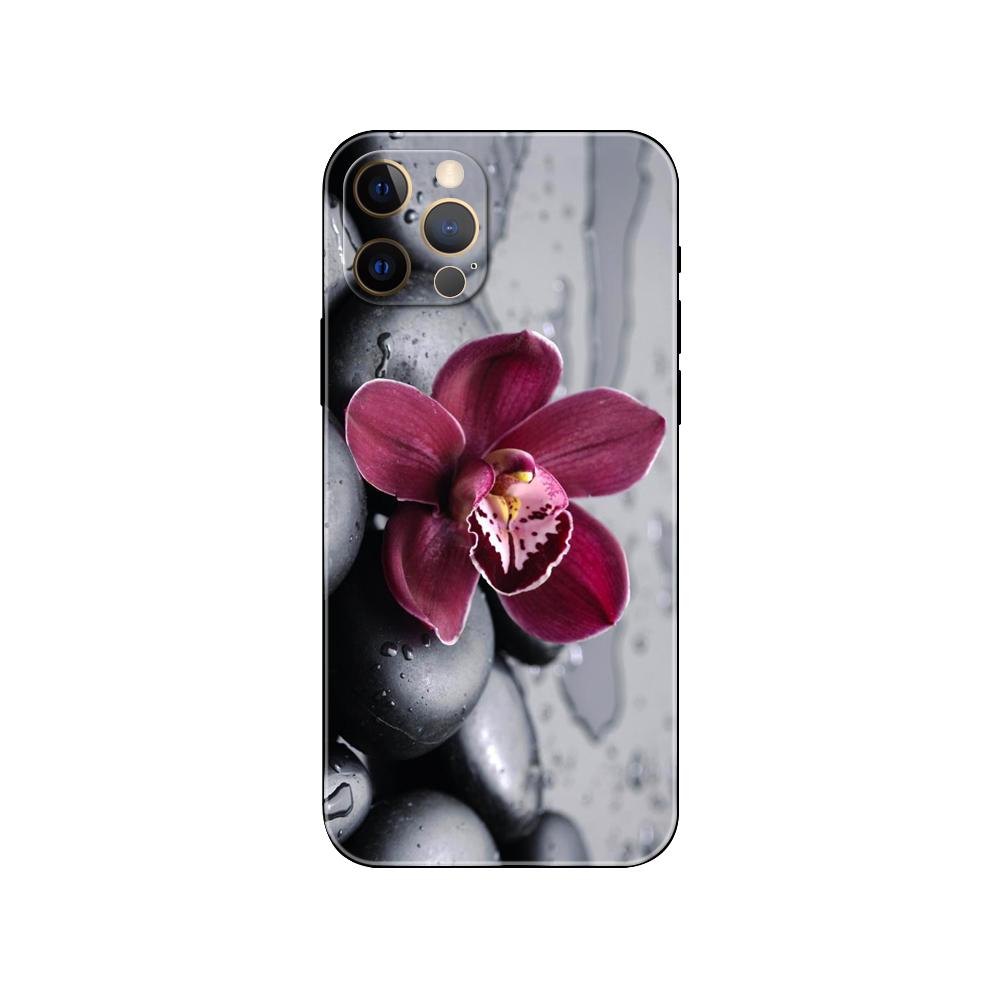 Чехол для телефона Orchid Flowers Colorful для iPhone 5 5s 2020se 6 6s 7 8 plus x 10 XR XS 11 12 13 mini pro MAX черная задняя крышка из ТПУ
