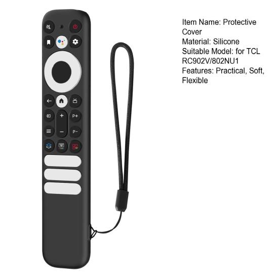 Silicone Remote Case Anti-Slip Protective Controller Sleeve 360 Degree Protection Shockproof Remote Control Case for TCL RC902V/802NU1