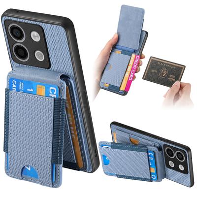 Вертикальный слот для карт Кошелек Чехол из углеродного волокна Для Xiaomi Redmi Note 13 Pro 12 11 13T POCO X6 X5 Магнитная подставка Сумка Карманный чехол