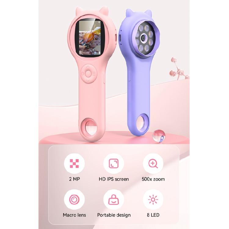 Kid Microscope 500X Handheld Pocket Microscope with LED Light Children Toy Super Lens Science Educational Toy