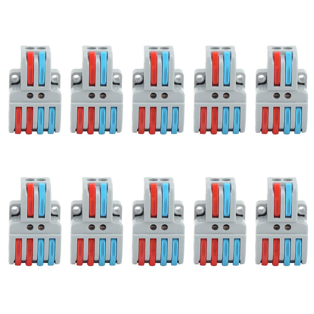 10Pcs Cable Connector Color Quick Wiring 2 In 4 Out Terminal Block Connection LT?422
