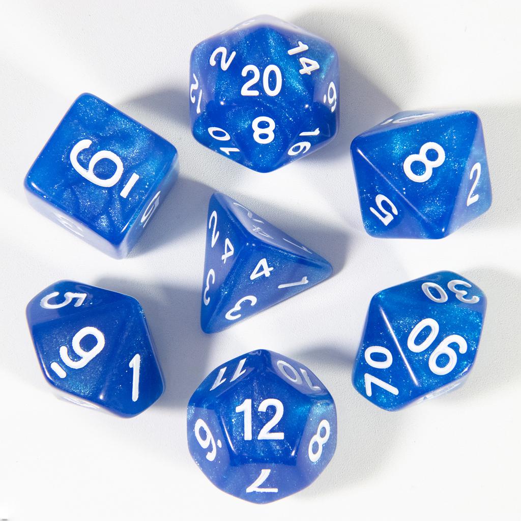 7pcs Dice DND D4, D6, D8, D10, D%, D12, D20 Board Game Accessories Polyhedral Glitter Dice Set