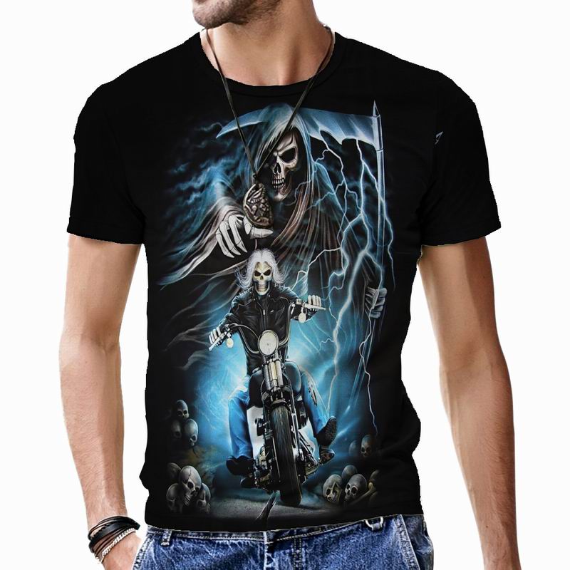 Мужская футболка Terror Skull с коротким рукавом, свободная в стиле хип-хоп, Harajuku, крутая повседневная одежда с 3D принтом, забавные топы большого размера, дышащие мужские