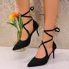 Fashion 2025 Fashion Ankle-wrap Women's High Heels Novelty Pointed Toe Lace Up Thin Heels Pumps for Retro Dress & Party Shoes Zapatos