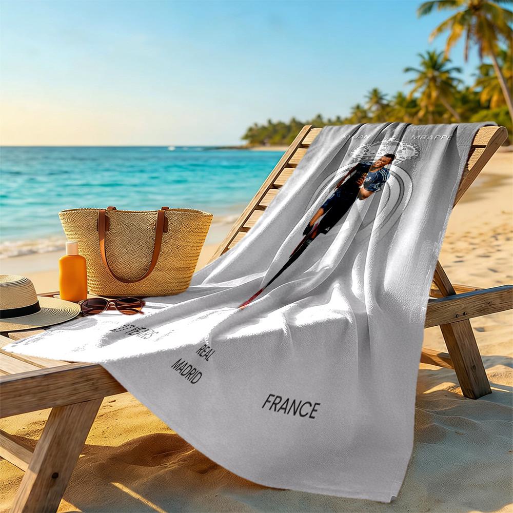 Star Player Kylian Mbappé Beach Towel High Absorbency Quick-Dry Comfortable Lightweight for Traveling Yoga Camping and Swimming
