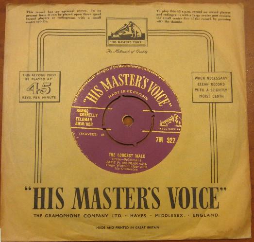 7inch Record JAYE P. MORGAN , HUGO WINTERHALTER  - The Longest Walk 7M327 His Master's Vo UK Pop Used