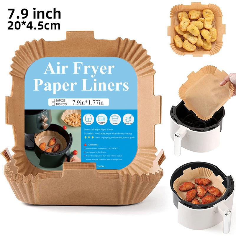Food Grade Silicone Coated Air Fryer Paper Liners Non Stick Baking Oil Absorbent