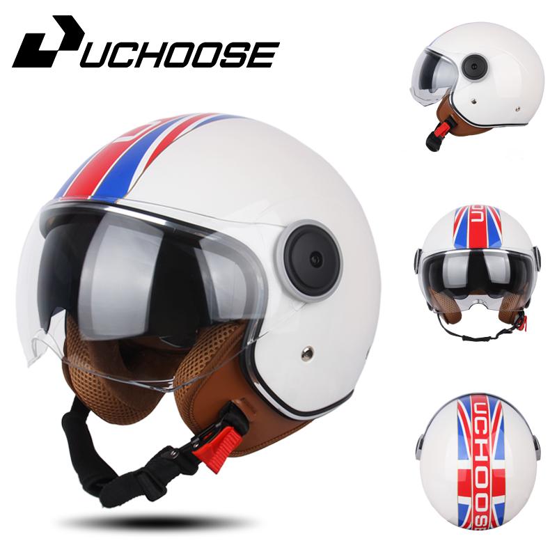 UCHOOSE 3/4 Открытые мотошлемы Для мужчин Женщин Винтажные Moto Bike Cascos Скутер Защитные шлемы
