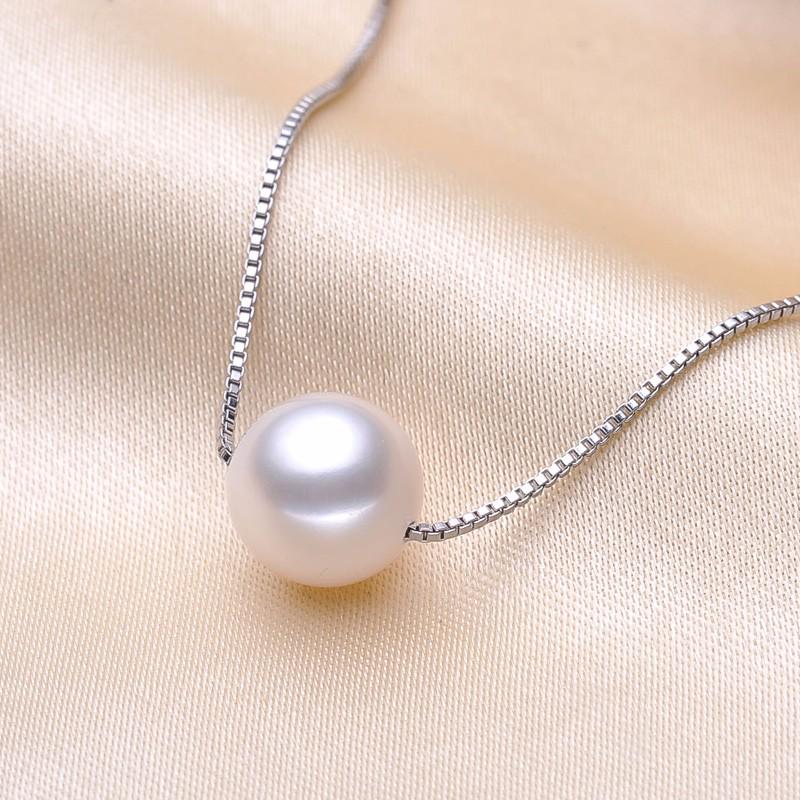 LSOOYH Round Natural Freshwater Pearl Necklace Classic Pendant For Women Girl Pearl Choker Necklace