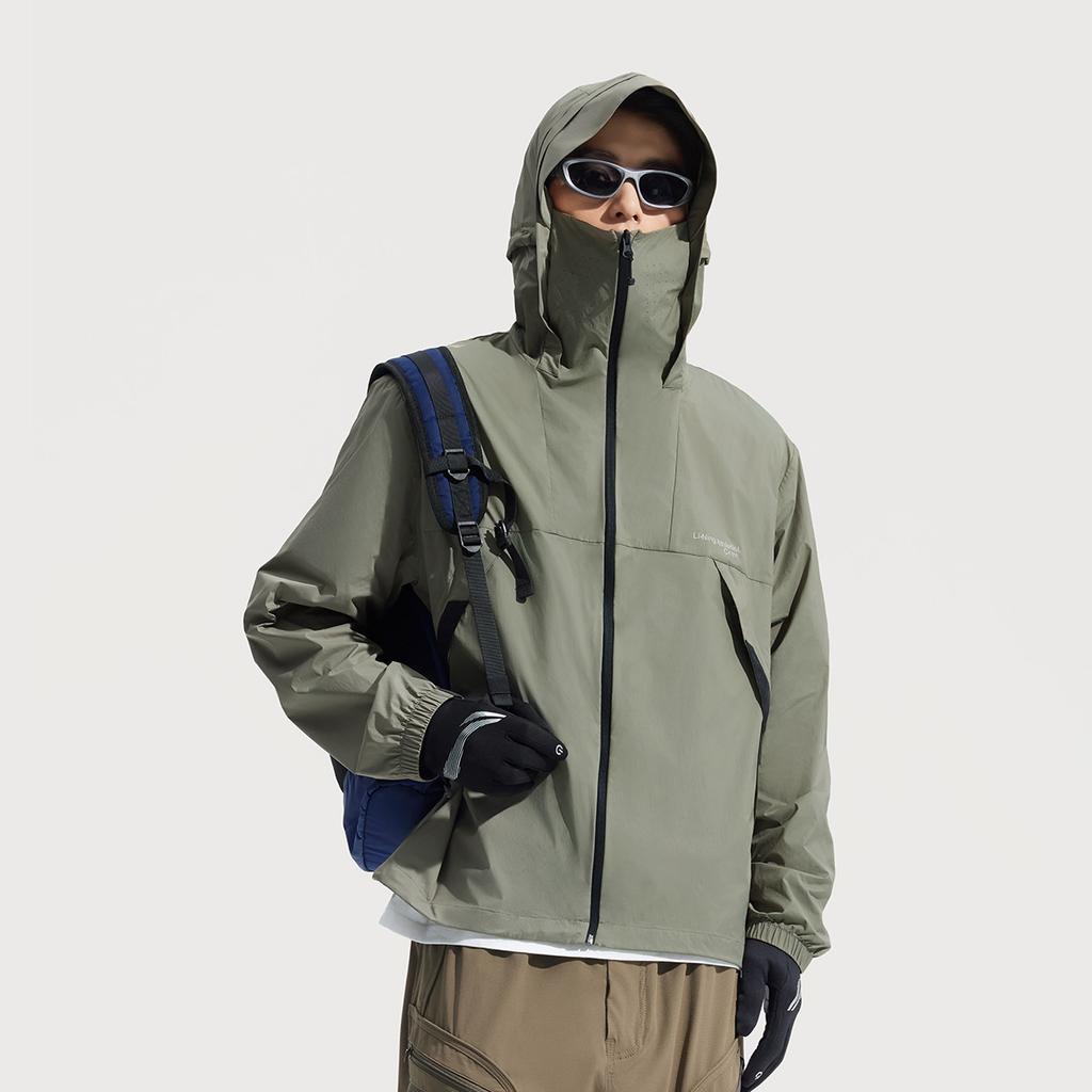Li-Ning Серия Urban Outdoor Однотонная толстовка с капюшоном на молнии Свободная Дышащая Защита от УФ-лучей Защита от солнца Куртка Мужские куртки Чайно-зеленый AFDV461-6