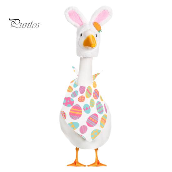 Пасхальный костюм гуся, плюшевая шапка с заячьими ушками и бандана, костюм гуся для крыльца высотой 23 дюйма, украшение газона на переднем крыльце из цемента