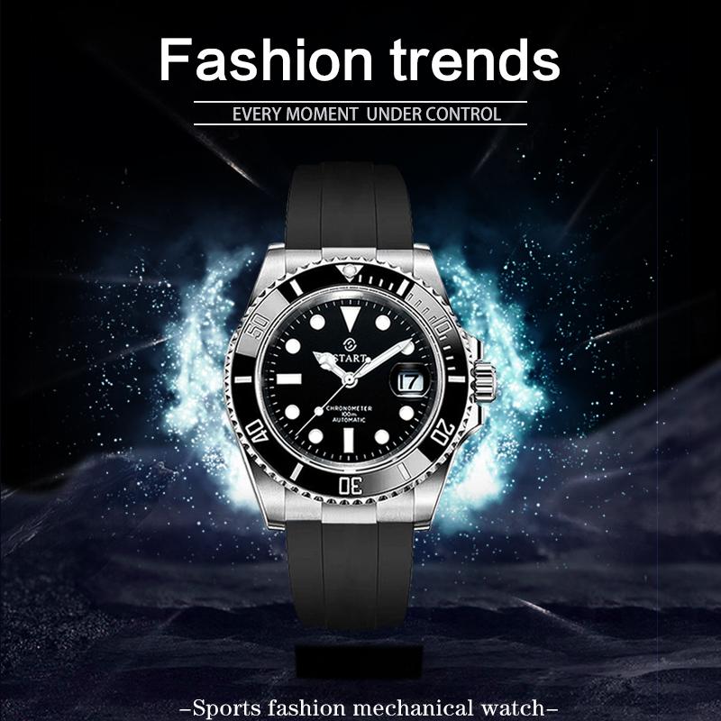 Start Men's Watch Diving Watch Luminous Waterproof Automatic Mechanical Watch Calendar Function Sports Men's Watch
