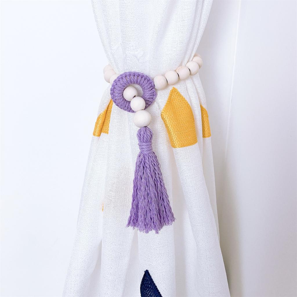 2 шт. Деревянные бусины Подхваты для штор с кисточками для домашнего и офисного декора Хлопковая веревка Подхваты для штор Подвязки