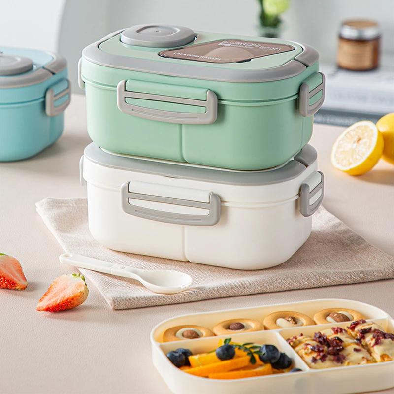3 Tier Travel-friendly Lunch Box with Sauce Dish Eco-friendly Bento Box Tableware Containers Carrying Handle Meal Snack Food Containers