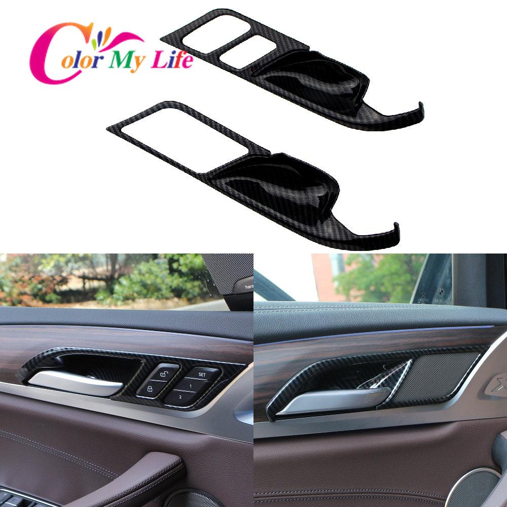 Car Carbon Fiber Inner Door Handle Frame Cover Sticker for BMW X3 G01 2018 2022