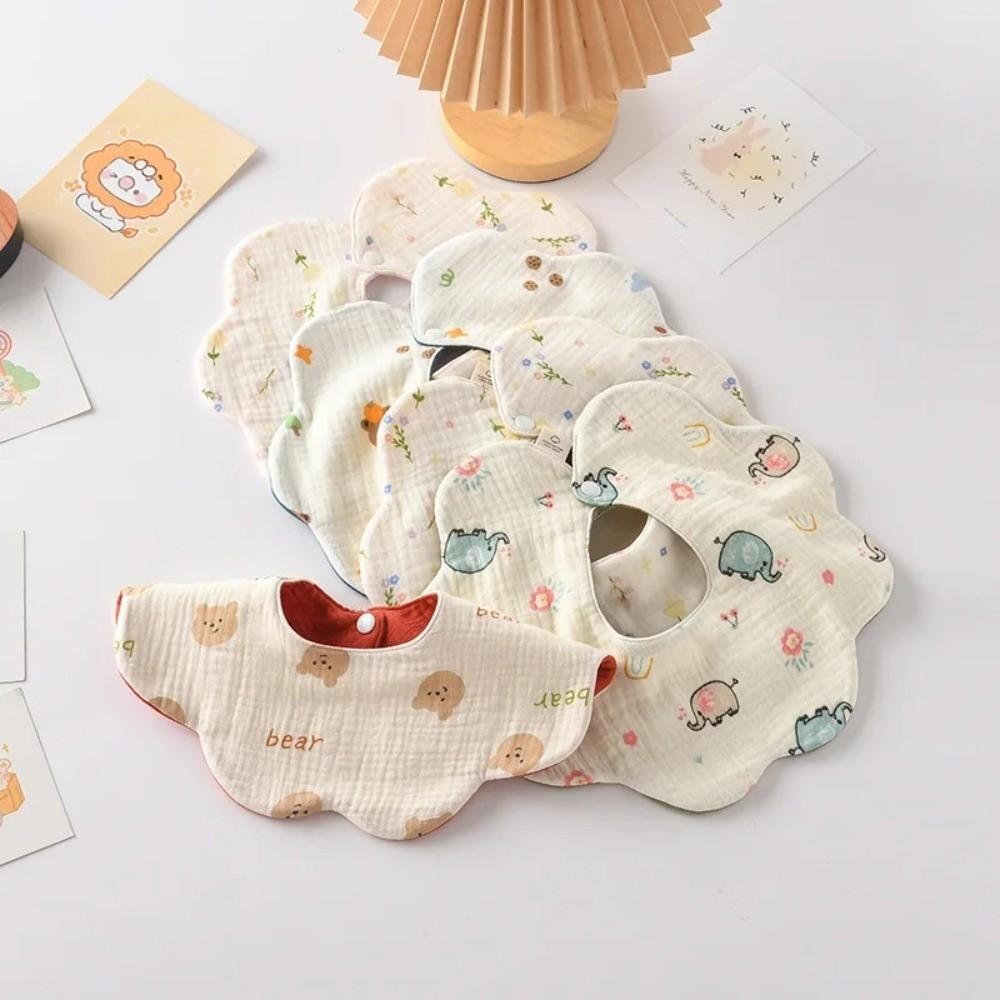 Pure Cotton Gauze Baby Feeding Bib Breathable Petal Bib Cute Drool Bib  For Kids