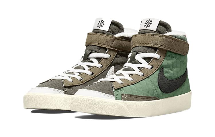 Nike Кроссовки Blazer '77 Материал из переработанных материалов Нескользящая подошва Износостойкие Средняя высота Обувь для скейтборда Зеленый Коричневый DO5217-331