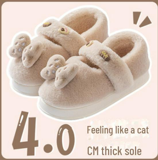 Женские зимние ботинки Bowknot на толстой подошве 2024 года: Увеличивающая рост, теплая, с бархатной подкладкой, меховая обувь для улицы на осень и зиму.