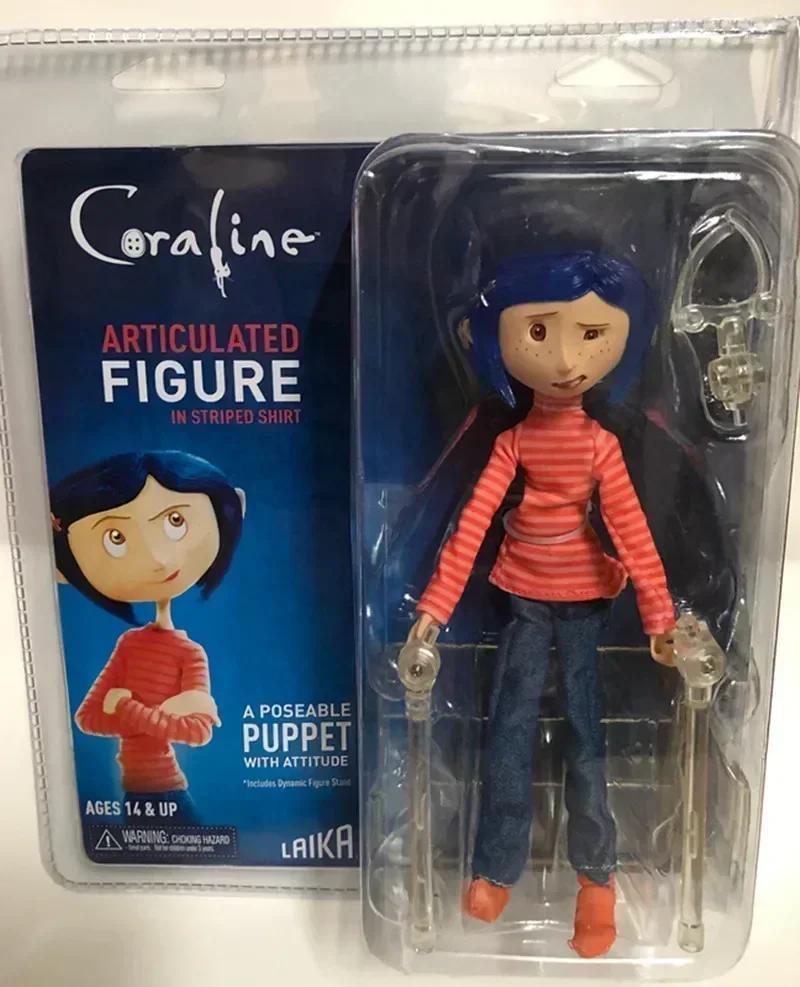 Coraline Jones Articulated Figure Raincoat Sweater In Striped Shirt Toy LA Girl Action Figure Model Toys Joint Movable Desk Dcor